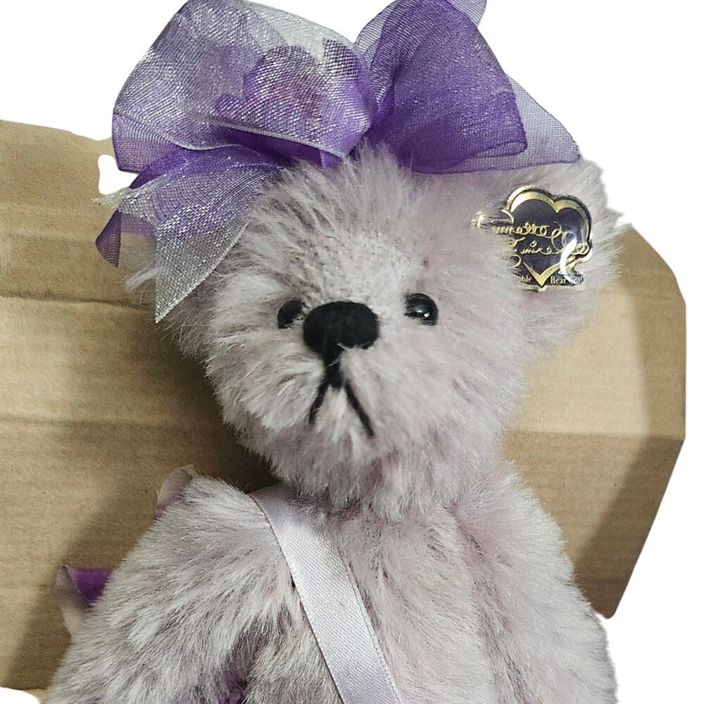 Vtg Lillian Lilac Annette Funicello Knickerbocker Mohair Jointed Bear NIB